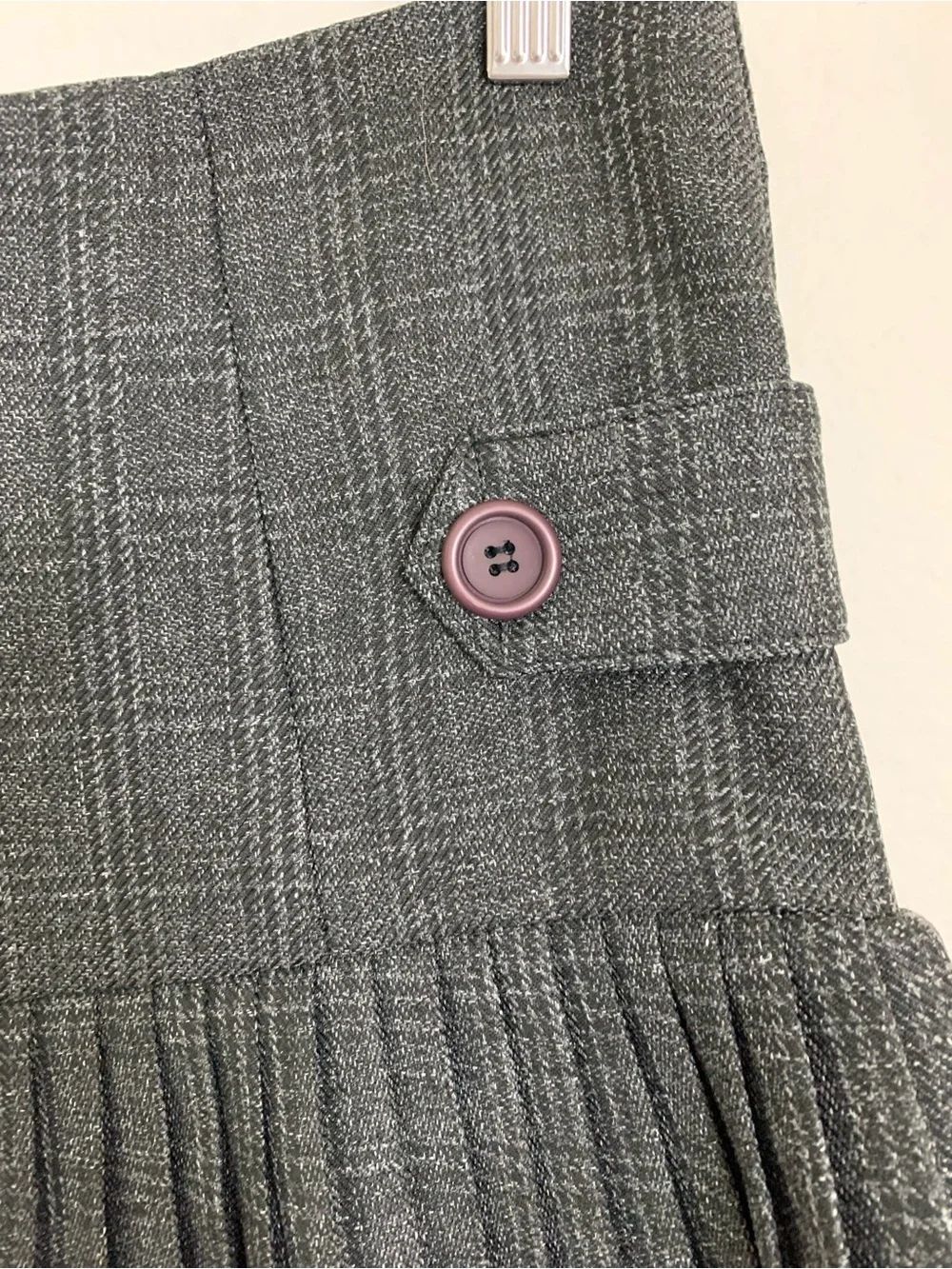 Vtg Y2K Forever 21 Pleated Plaid Micro Mini Skirt Women’s M Button Accent Gray